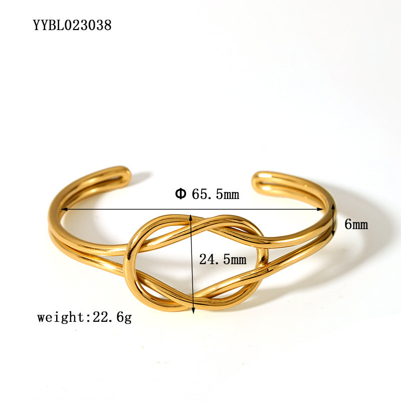 Stainless steel knotted bracelet colorfast 18K gold-plated titanium steel