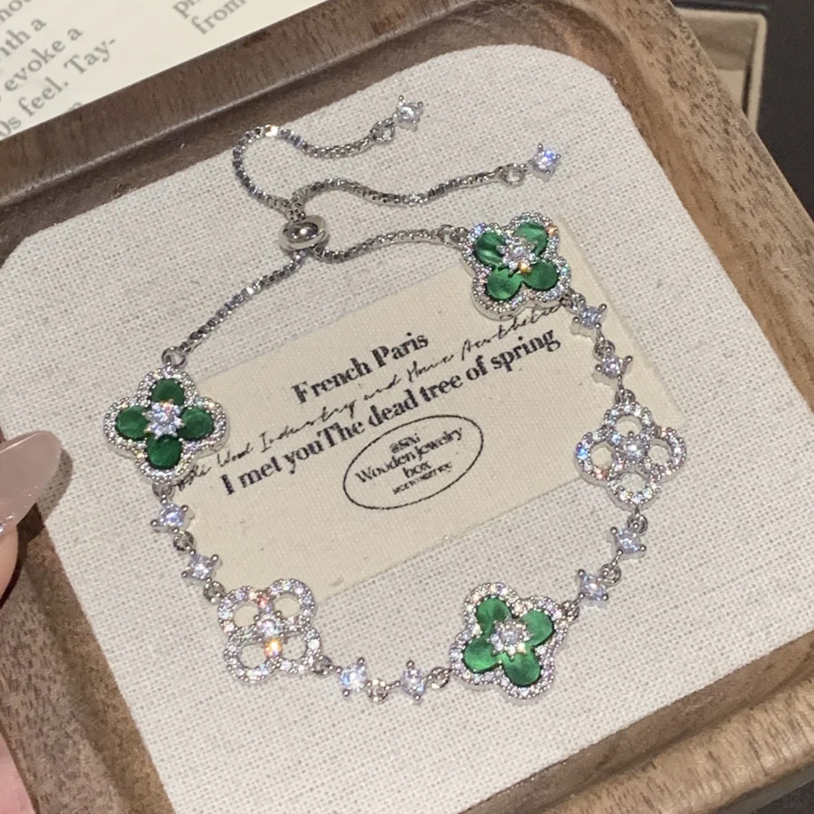Zircon Clover Adjustable Bracelet