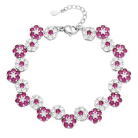 Red corundum zircon flower earrings bracelet necklace set