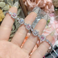 Pink gemstone plated with 18K gold Super Flash full diamond bracelet