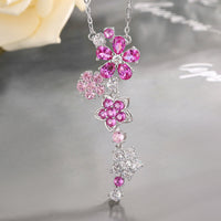 Red corundum zircon flower earrings bracelet necklace set