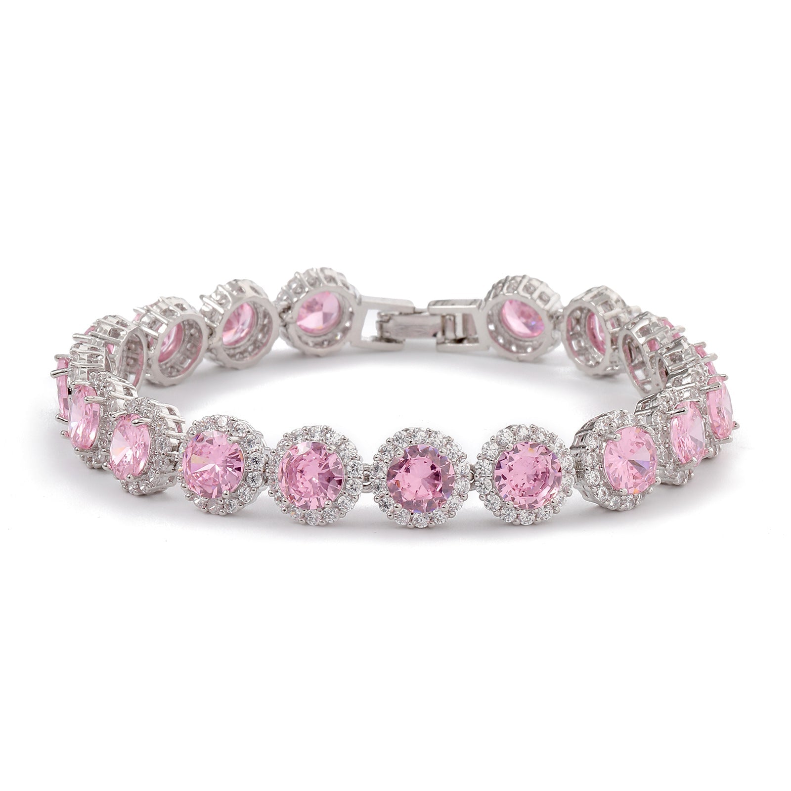 Hollow round bracelet with gold-plated inlaid zircon