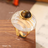 Natural stone geometric ring