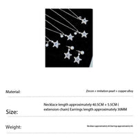 Star-themed earrings with zircon accents and a matching necklace set.