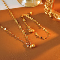 Golden gourd bracelet necklace set