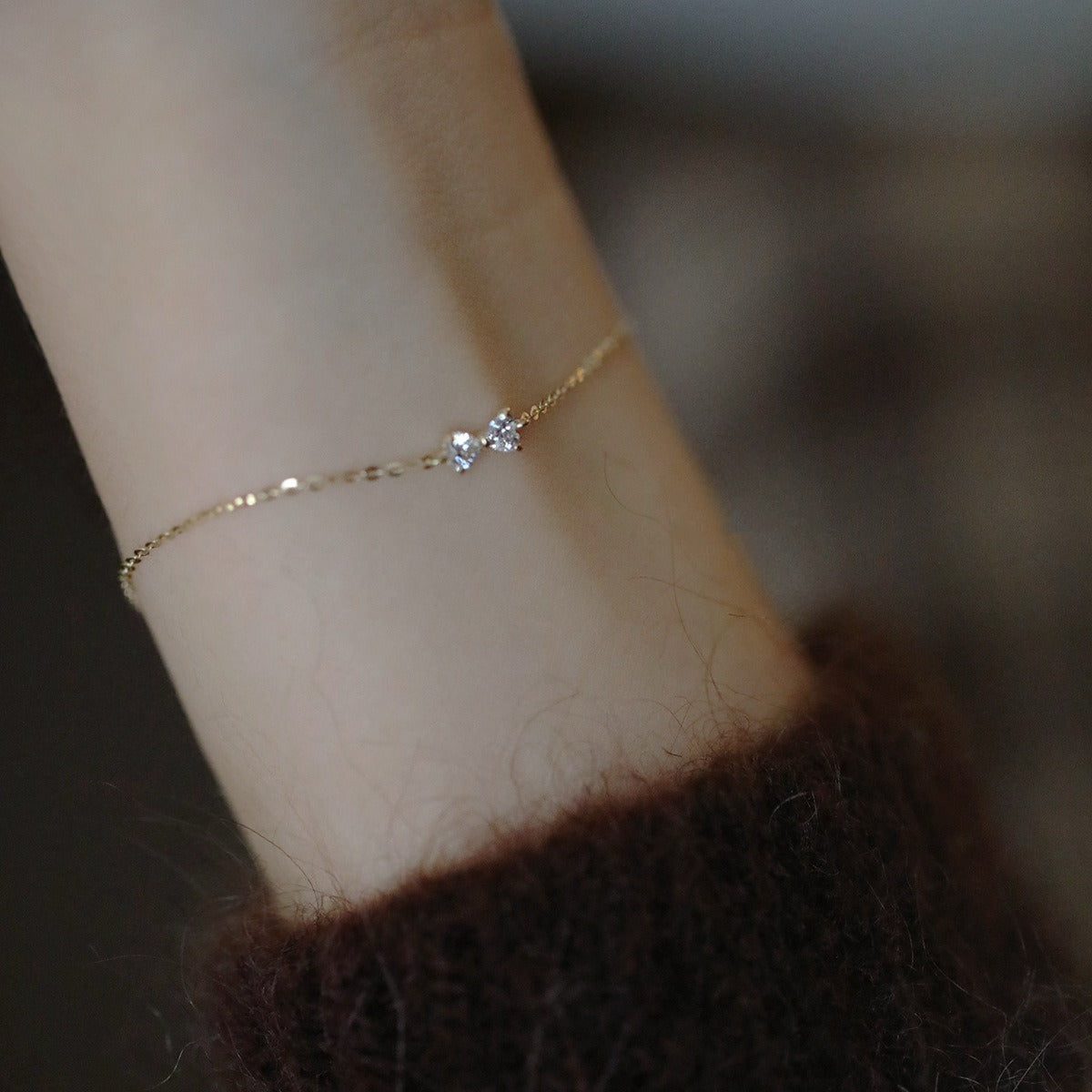 S925 silver-plated 14K yellow gold bow inlaid with very fine bracelet