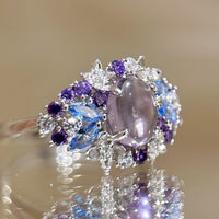 Amethyst full-diamond necklace ring and earring set