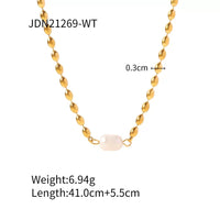 Natural Pearl Gold Stainless Steel Necklace Bracelet