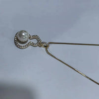 Hulu necklace earring set 925 silver needle pearl sparkling diamond