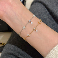 Four-leaf Clover Tassel Zircon S925 Sterling Silver Bracelet