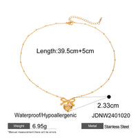Stainless Steel Bow Necklace Zircon Earrings Titanium Steel Ring