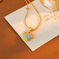 Oil painting sky blue drop glaze carved earrings necklace