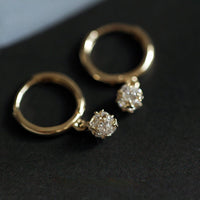 Shiny ball S925 silver plated 14K gold earrings