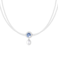 S925 Natural Aquamarine Freshwater Pearl Necklace