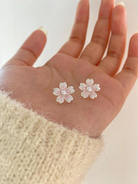S925 sterling silver cherry blossom earrings