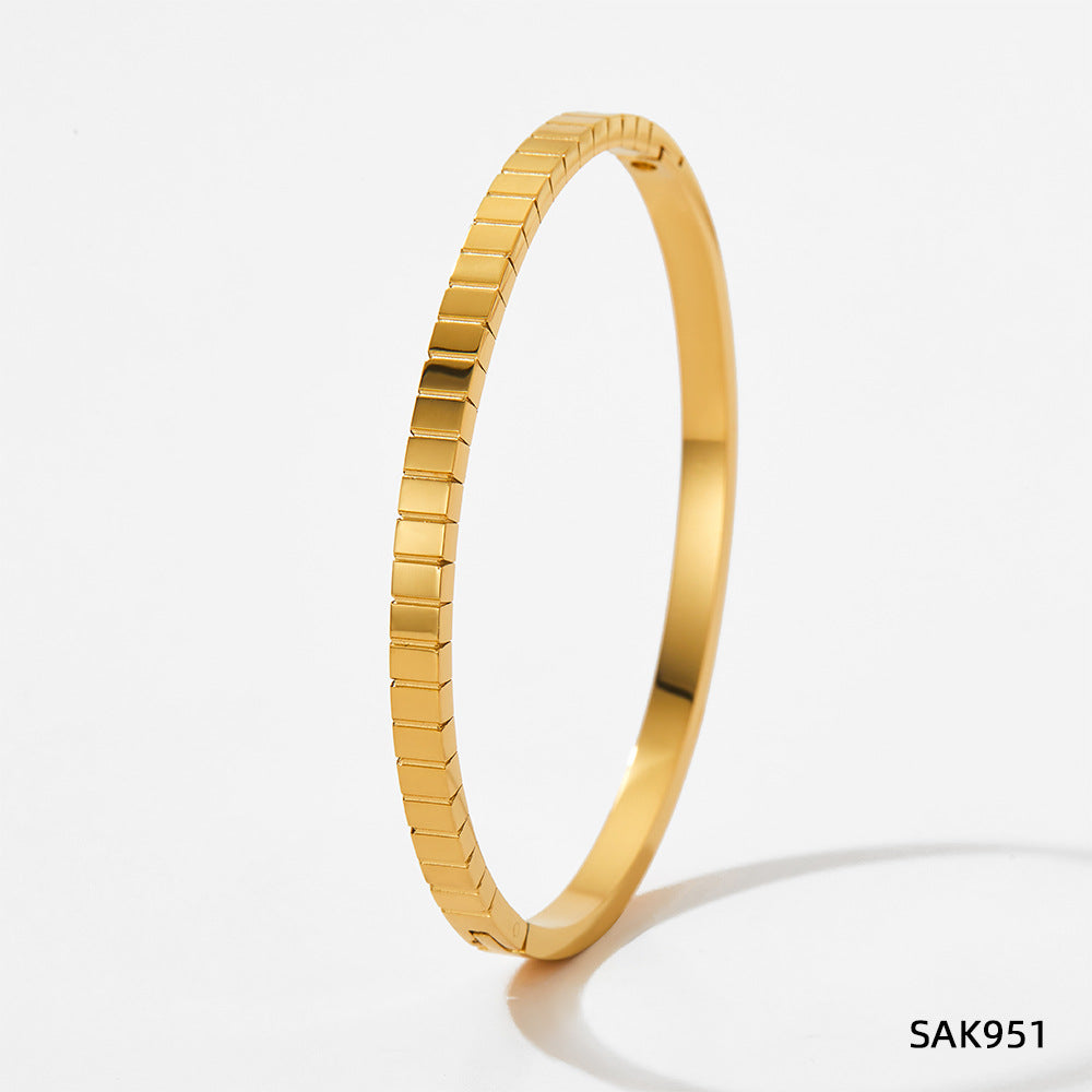 Colorfast diamond-encrusted stainless steel bracelet