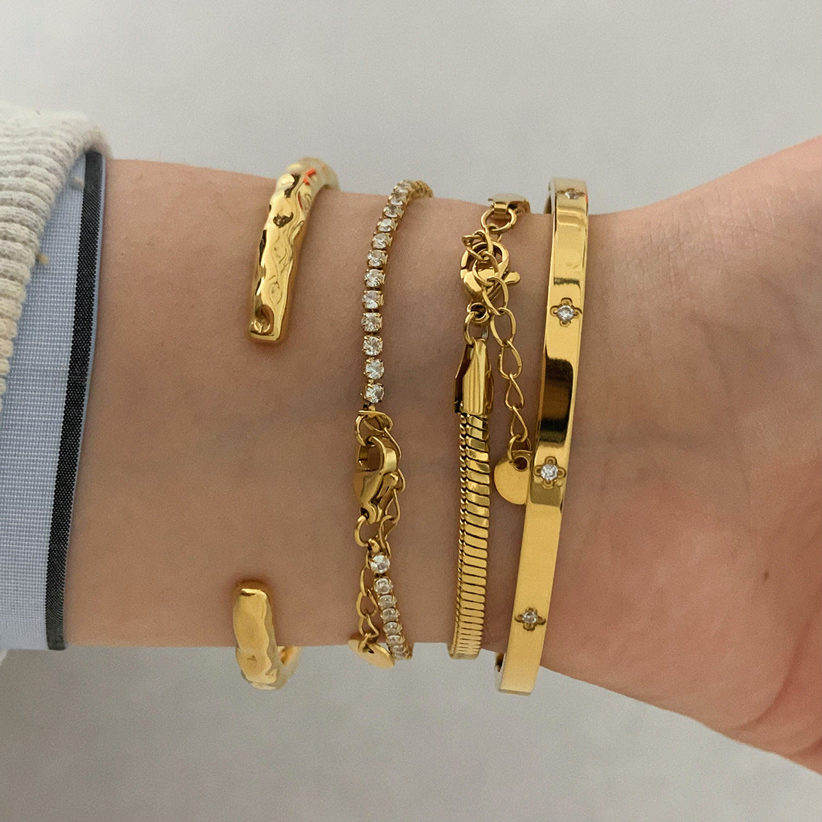 Stackable Irregular Texture Love Bracelet suit
