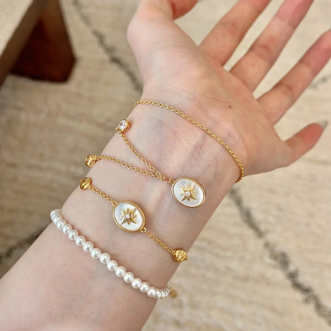 Natural Beimu star chart, shell star necklace, bracelet set