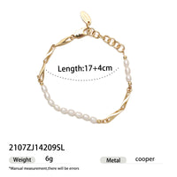 High color retention brass plating real gold natural real pearl bracelet