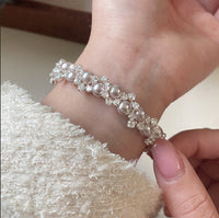 Diamond studded Swarovski pearl bracelet
