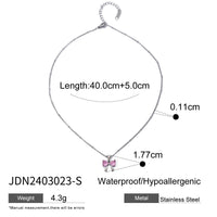 Stainless Steel Bow Necklace Zircon Earrings Titanium Steel Ring