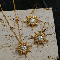 Apollo Silver Coin Necklace Earrings Jewelry Set