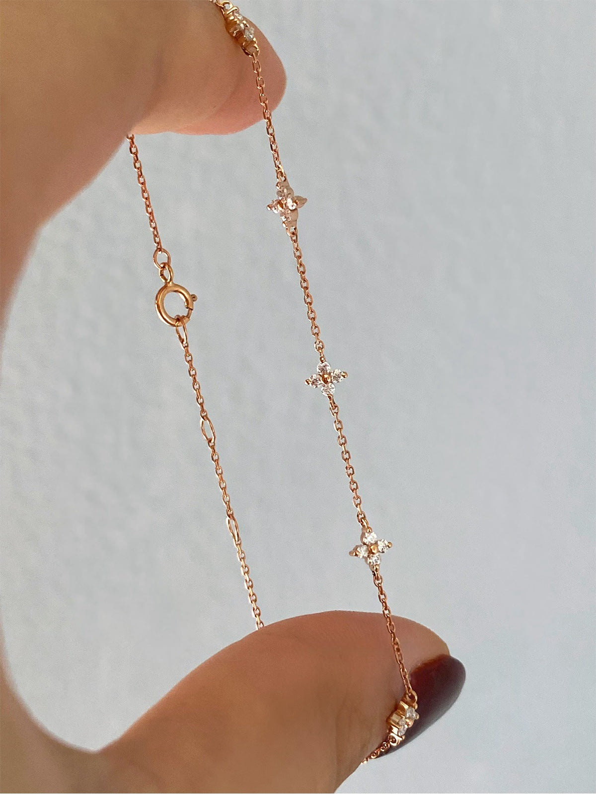 S925 silver-plated 18K gold four-leaf clover starry bracelet