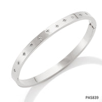 Colorfast diamond-encrusted stainless steel bracelet