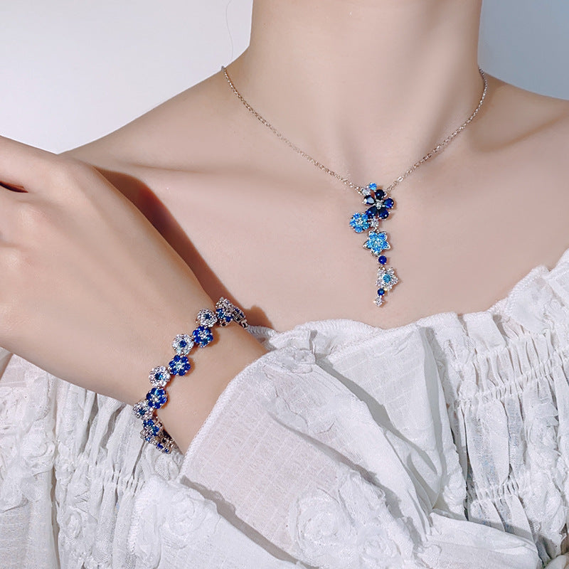 Zircon Flower Bracelet Necklaces suit