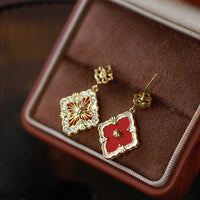 Double-sided Four-leaf Clover Earrings