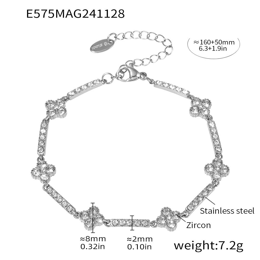 Stainless Steel Handmade Inlaid Super Flash Geometric Zircon Gestar Bracelet