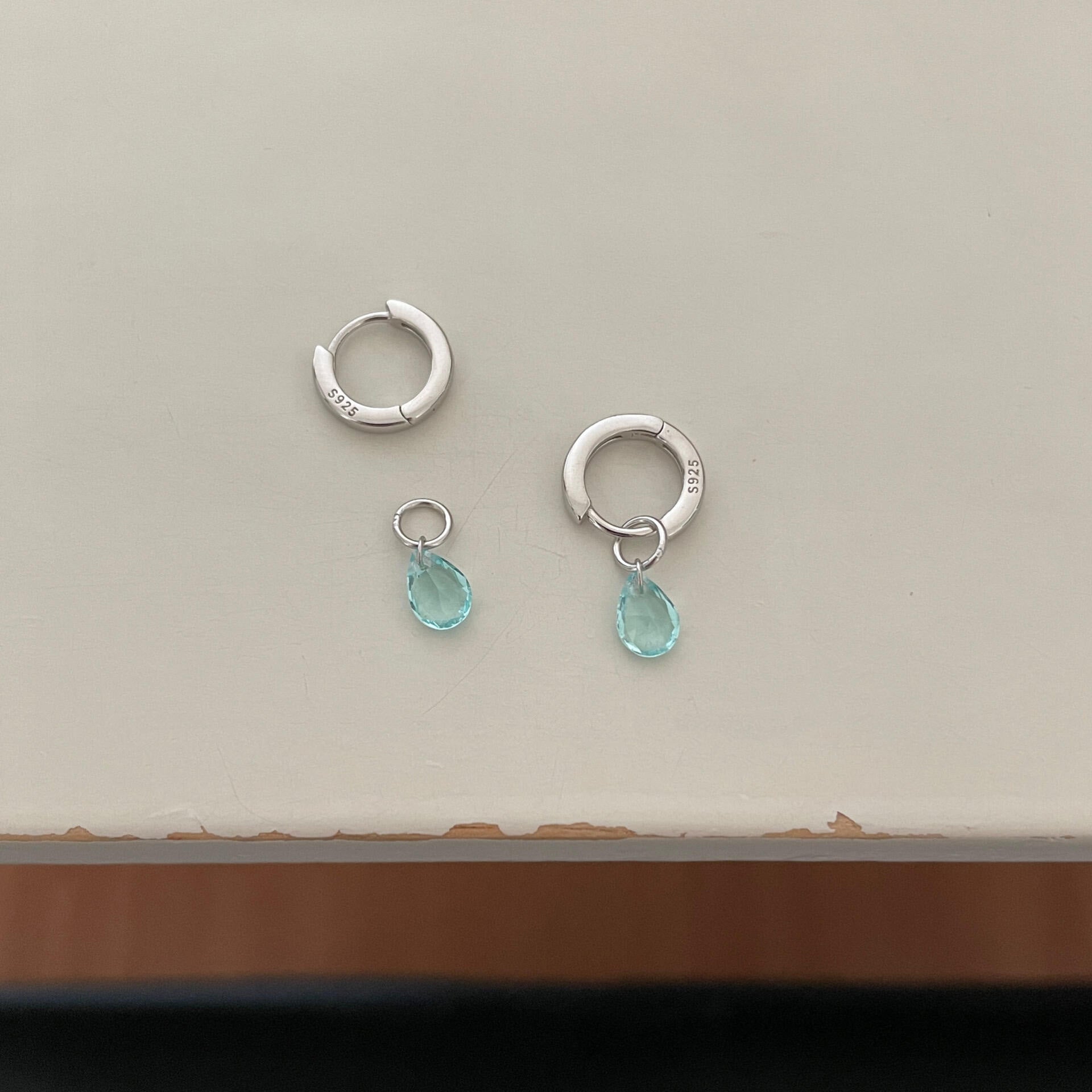 S925 Sterling Silver Blue Drop Earrings