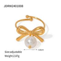 Stainless Steel Bow Necklace Zircon Earrings Titanium Steel Ring
