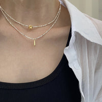 925 Broken Silver Golden Water Drop Cat Eye Necklace