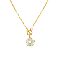 White Sea Shellfish Flower Ot Buckle Necklace