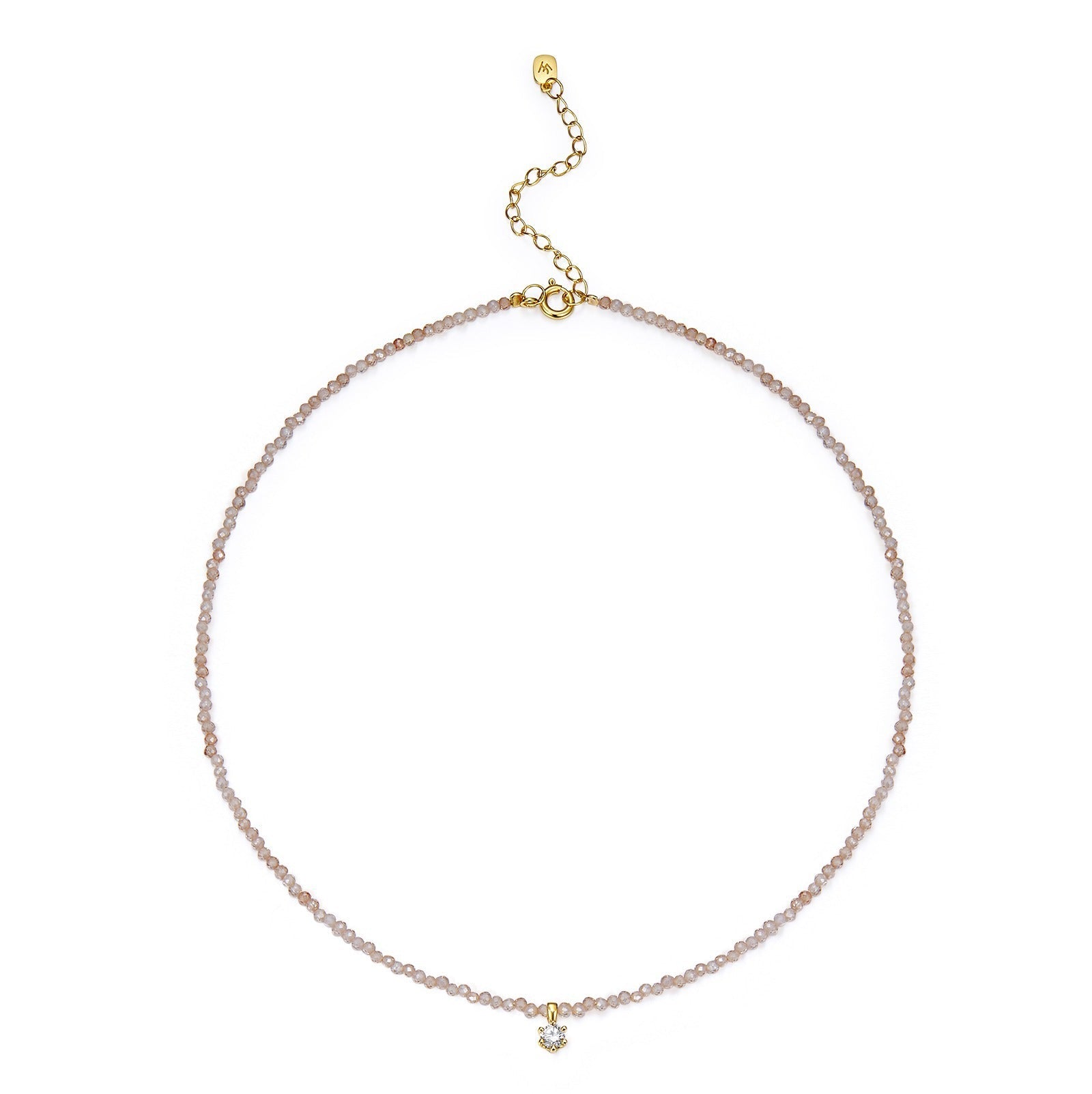 Champagne Crystal Zircon Moissanite Sterling Silver Necklace