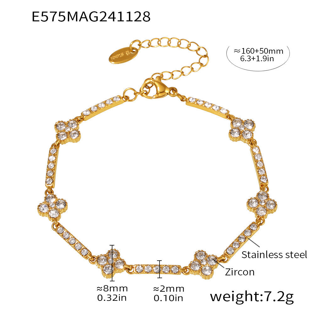 Stainless Steel Handmade Inlaid Super Flash Geometric Zircon Gestar Bracelet