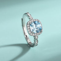 S925 Sterling Silver Ocean heart blue gem ring necklace Earrings