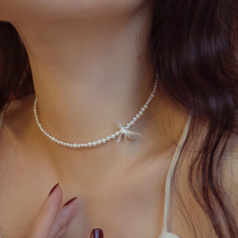925 Sterling Silver Pearl Orchid Necklace