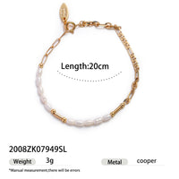 High color retention brass plating real gold natural real pearl bracelet