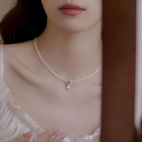 S925 Natural Aquamarine Freshwater Pearl Necklace