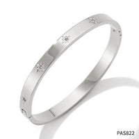 Colorfast diamond-encrusted stainless steel bracelet