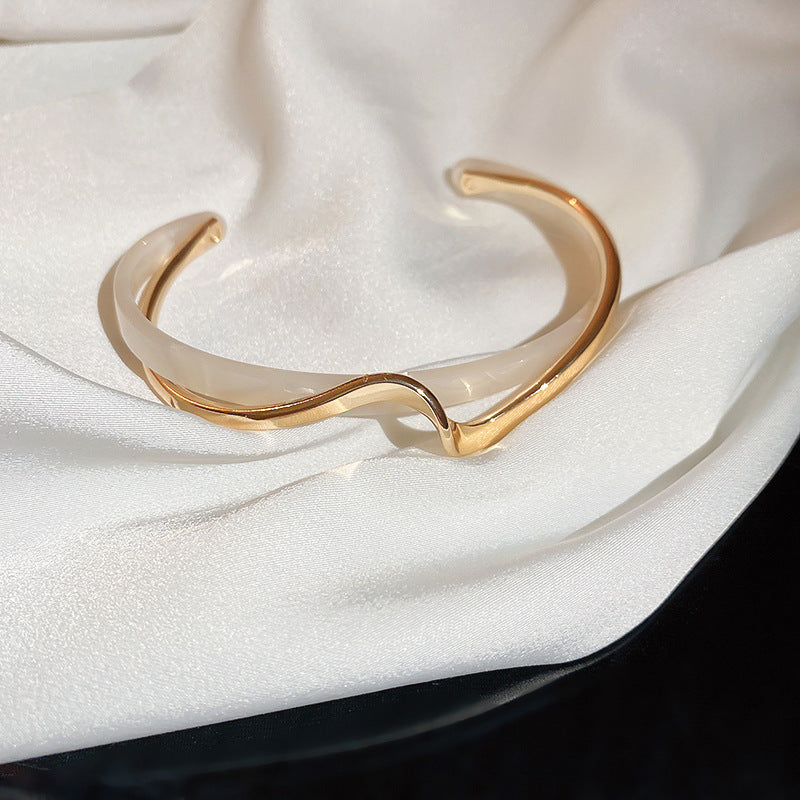 Real gold electroplated geometric bracelet
