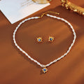 Double Blue Eight-Mountain Star Necklace Earring Bracelet Set