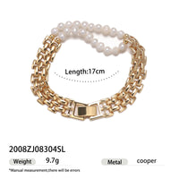 High color retention brass plating real gold natural real pearl bracelet