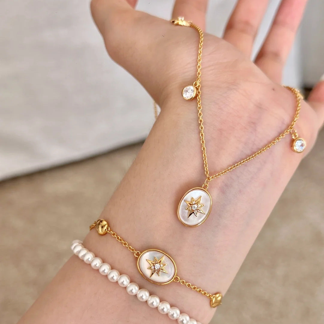 Natural Beimu star chart, shell star necklace, bracelet set