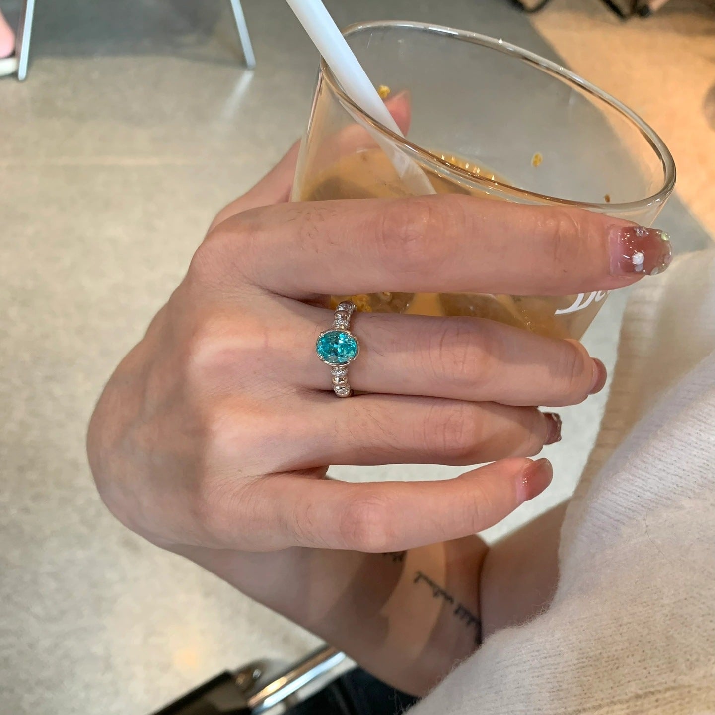 Sapphire and diamond ring s925 pure silver