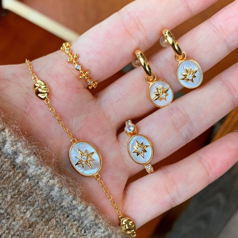 Gem Eight Star  Necklace Bracelet Ring suit