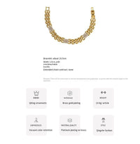 Brass gold plated/zircon diamond strap bracelet