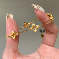 Retro Cut Out Brushed Four-Leaf Clover Bracelet